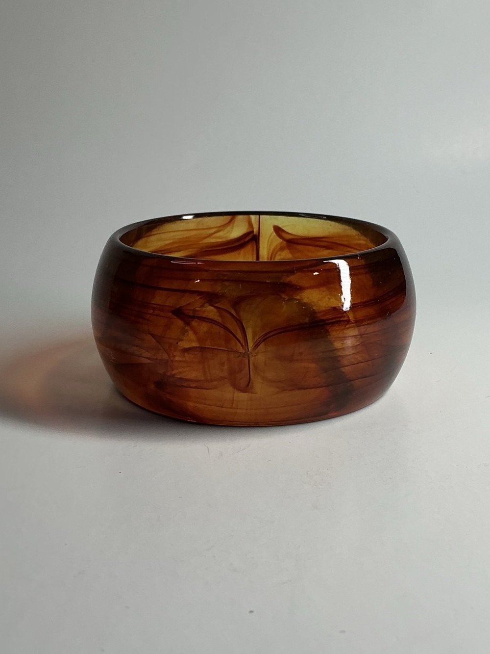 Wide Resin Bangle Bracelet in Amber Brown